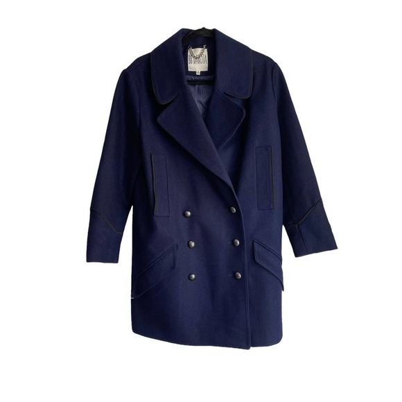 BB Dakota Wool Blend Military Double-Breasted Peacoat Jacket Navy Size S - Picture 5 of 12